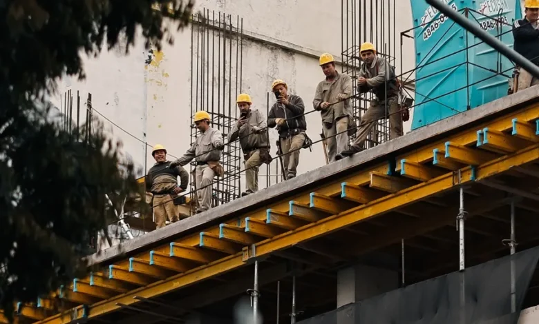 Fotografía de archivo de obreros descansando en una obra de construcción en Buenos Aires (Argentina). EFE/ Juan Ignacio Roncoroni