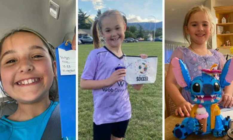Paityn Decker (9 años), Evelyn Decker (8) y Olivia Decker (5). / Fuente externa.
